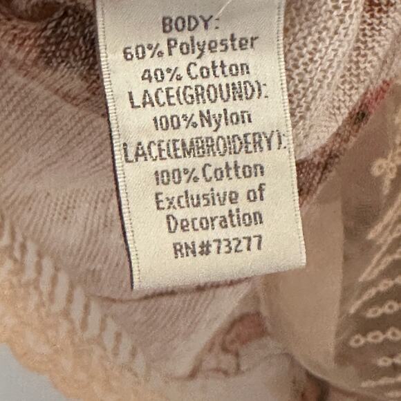 LC Lauren Conrad Floral Lightweight Sweater Womens Large Blush Lace Back - Picture 6 of 8